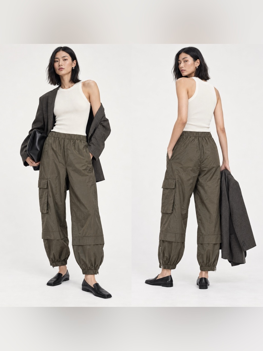 TIBI cargo-pocket track pants in Olive green